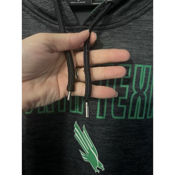 University of North Texas Mean Green Black Hoodie Size Large Colosseum Pockets - Picture 4 of 8